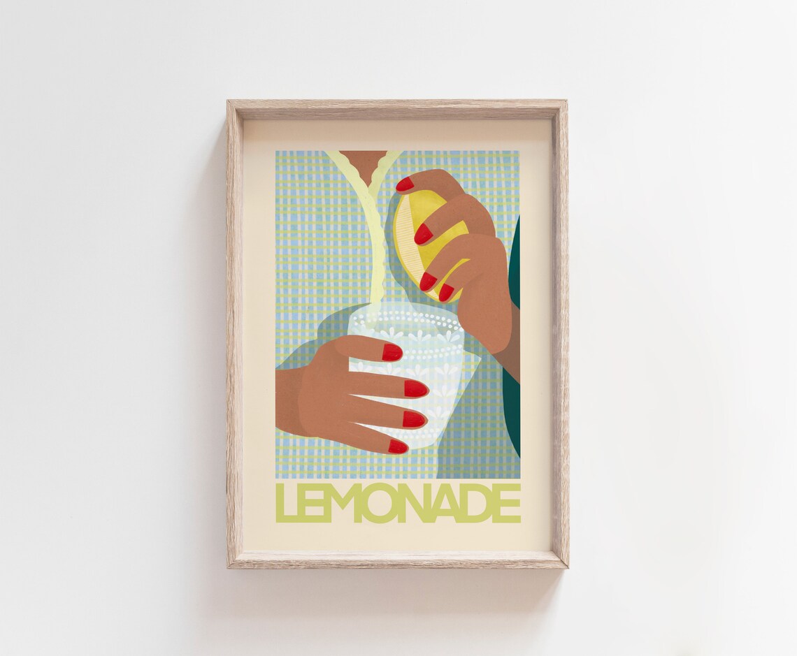 Lemonade Botanical Kitchen Art Print, Modern Poster