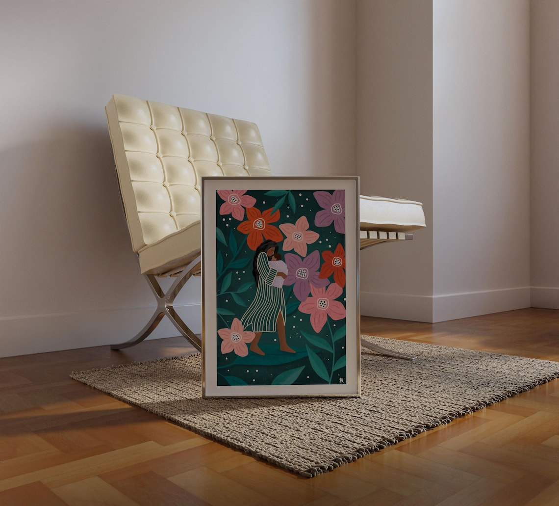 Floral Garden Motherhood Illustration Art Print - Image 4