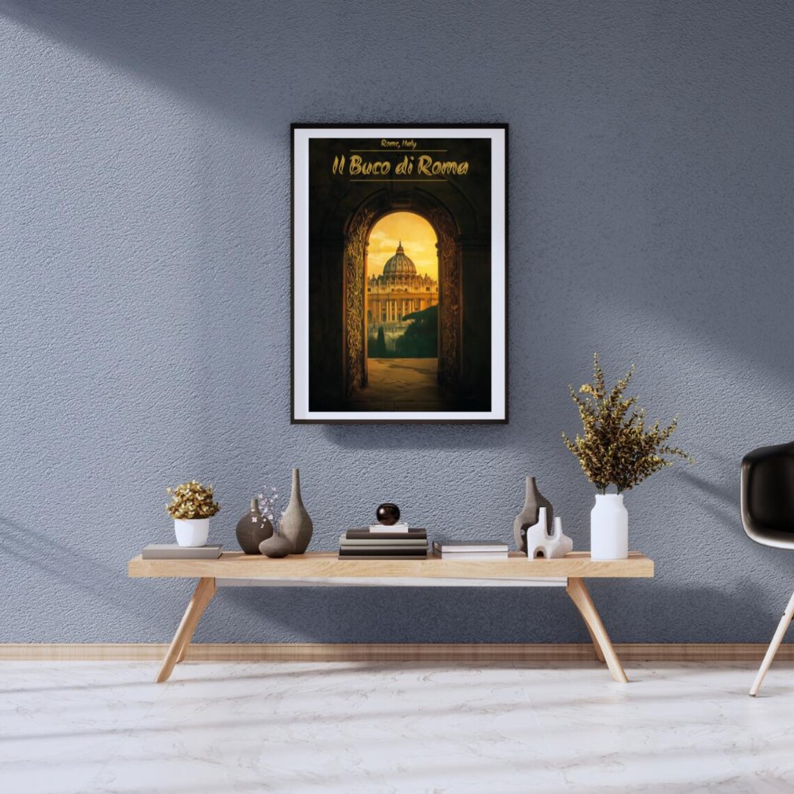 Romantic Il Buco Di Roma Keyhole View Golden Vintage Travel Poster - Image 2