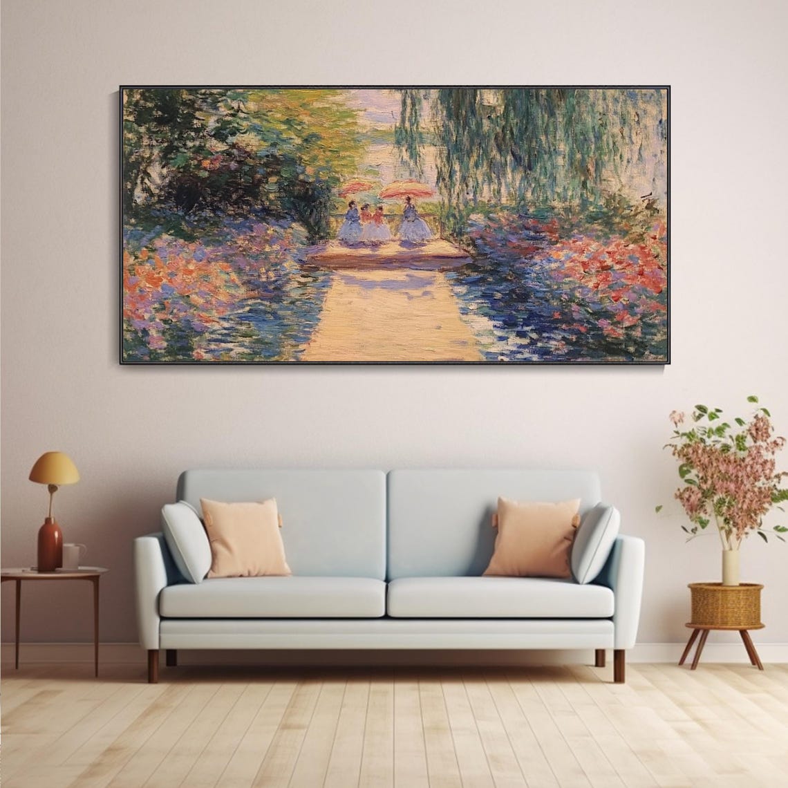 Impressionist Garden Walkway With Parasols And Willow Trees Poster - Image 5