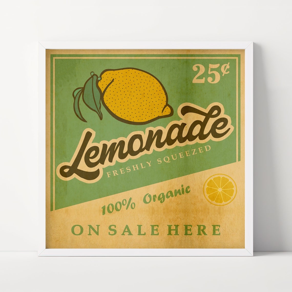 Retro Lemonade Freshly Squeezed 25 Cent Classic Vintage Ad Poster