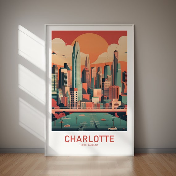 Charlotte Poster Us City Wall Art Wanderlust Gift Holiday Travel Gift Gift For Her Gift For Him Holiday Gift
