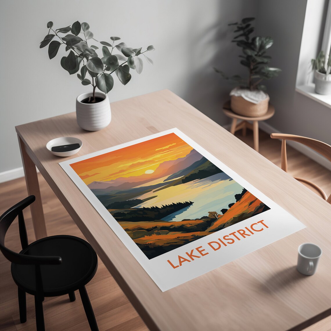 Lake District Sunset Lake Golden Mountains Evening Travel Poster - Image 2