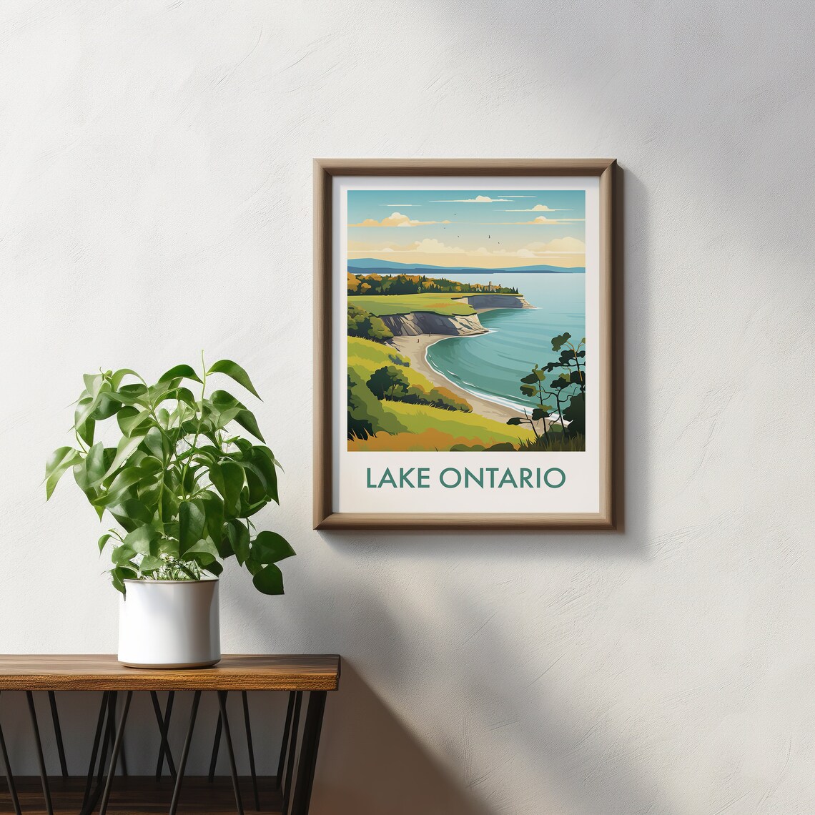 Lake Ontario Cliffs Beach Lighthouse Waves Vintage Travel Poster - Image 2