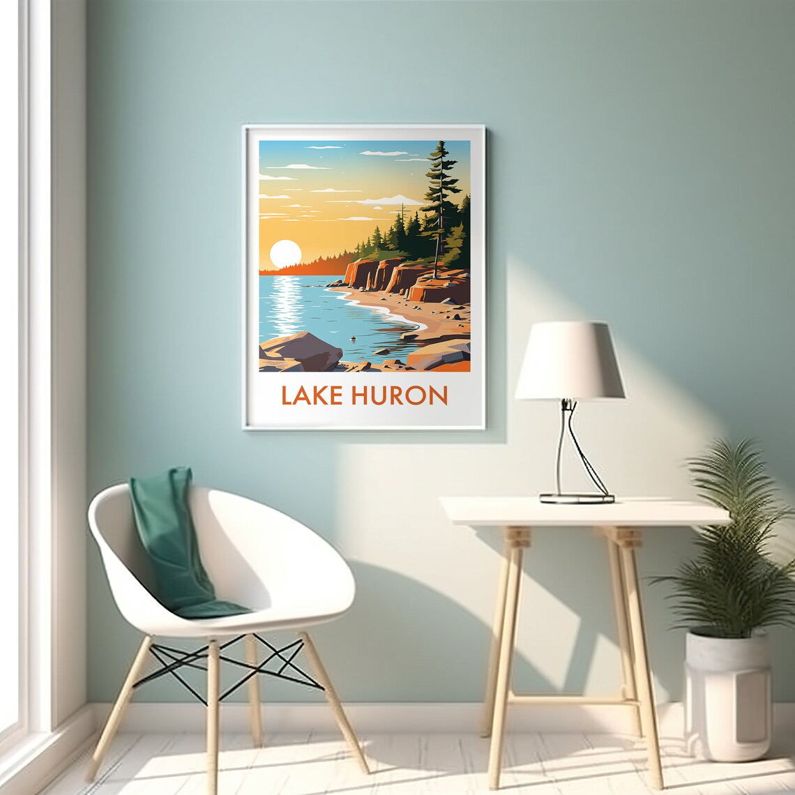 Lake Huron Travel Poster, Easy Home Decor Wall Art - Image 2