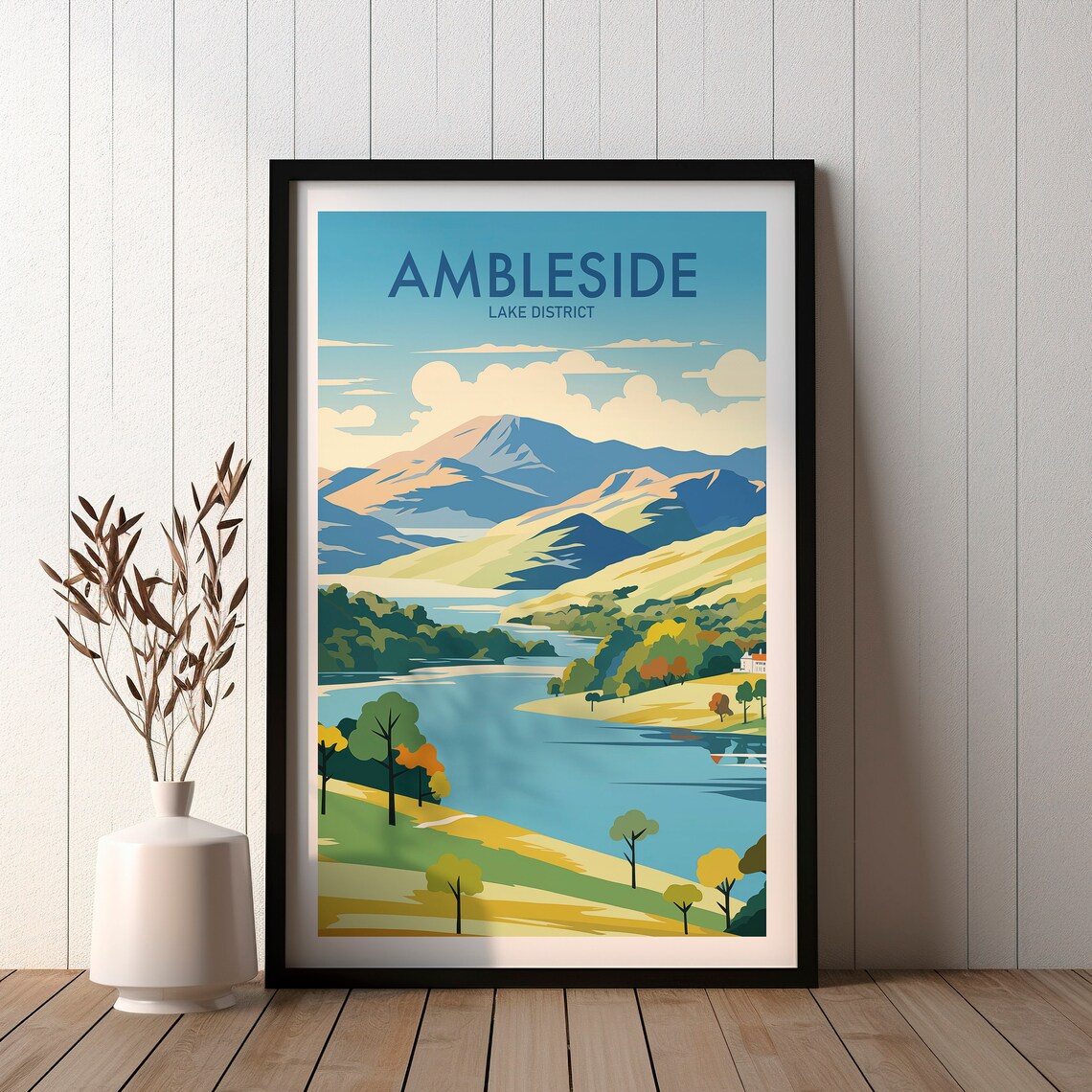 Ambleside Lake District Travel Poster, Wall Art Print - Image 2