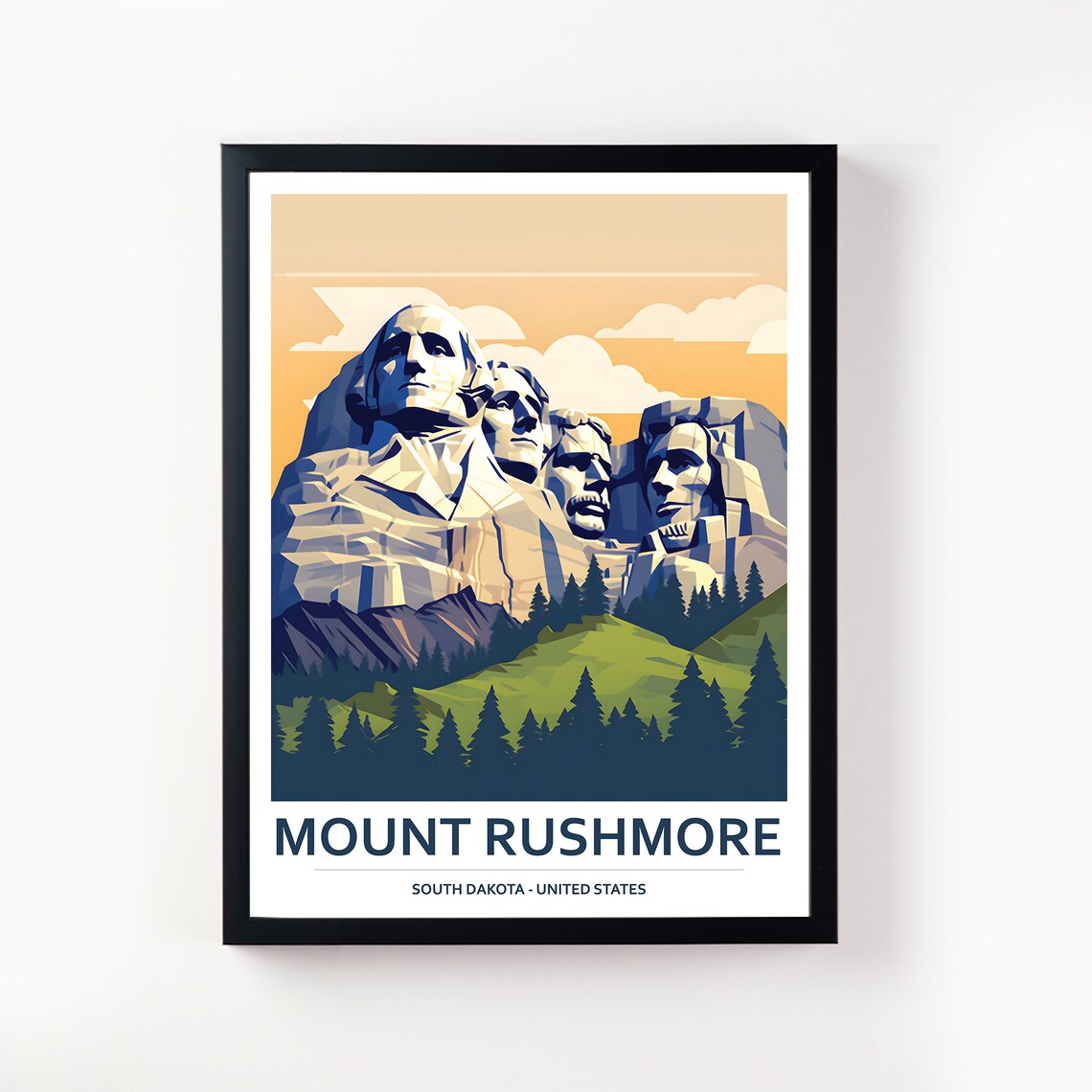 Mount Rushmore South Dakota Carved Presidents Monument Art Poster