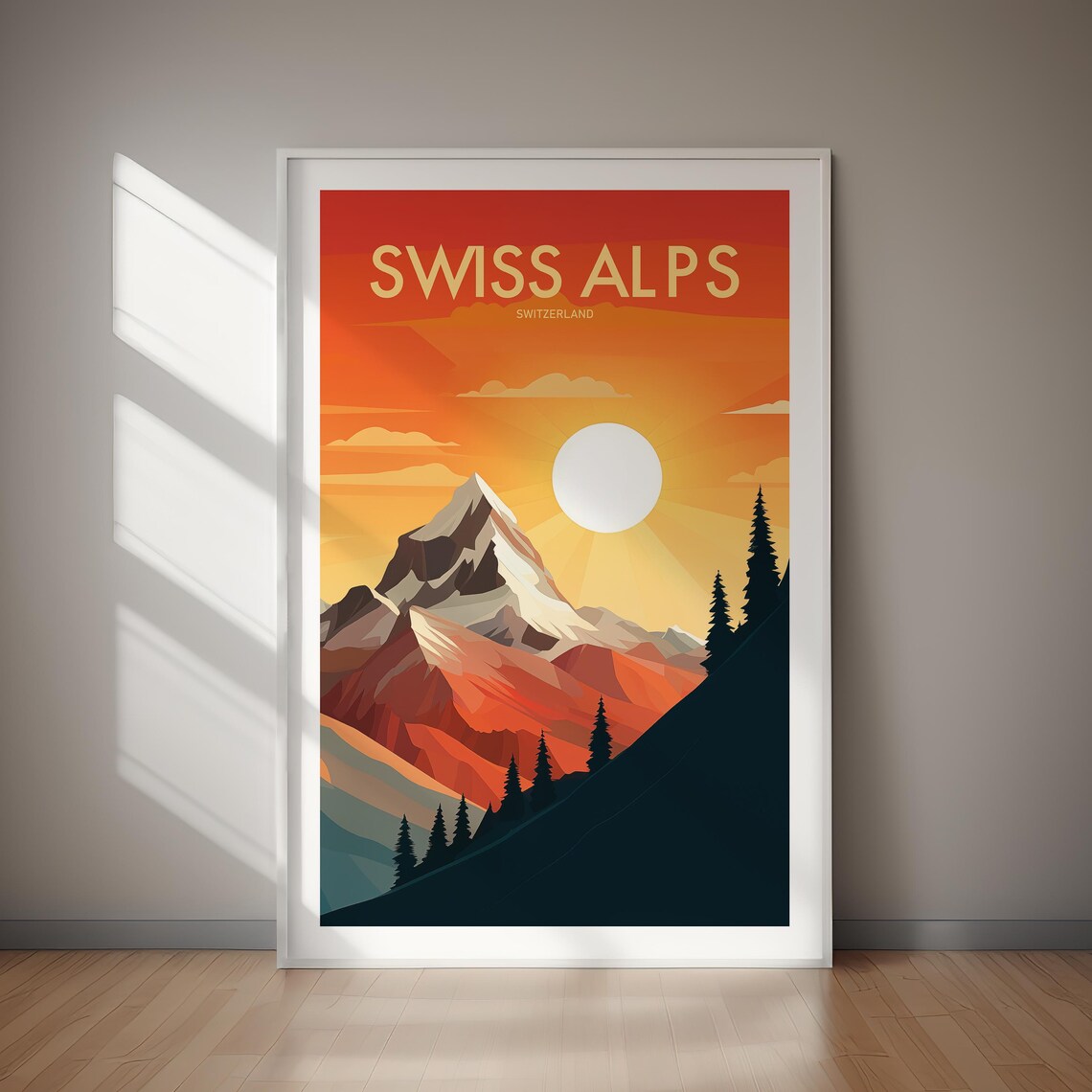 Swiss Alps Switzerland Matterhorn Sunset Mountain Travel Poster