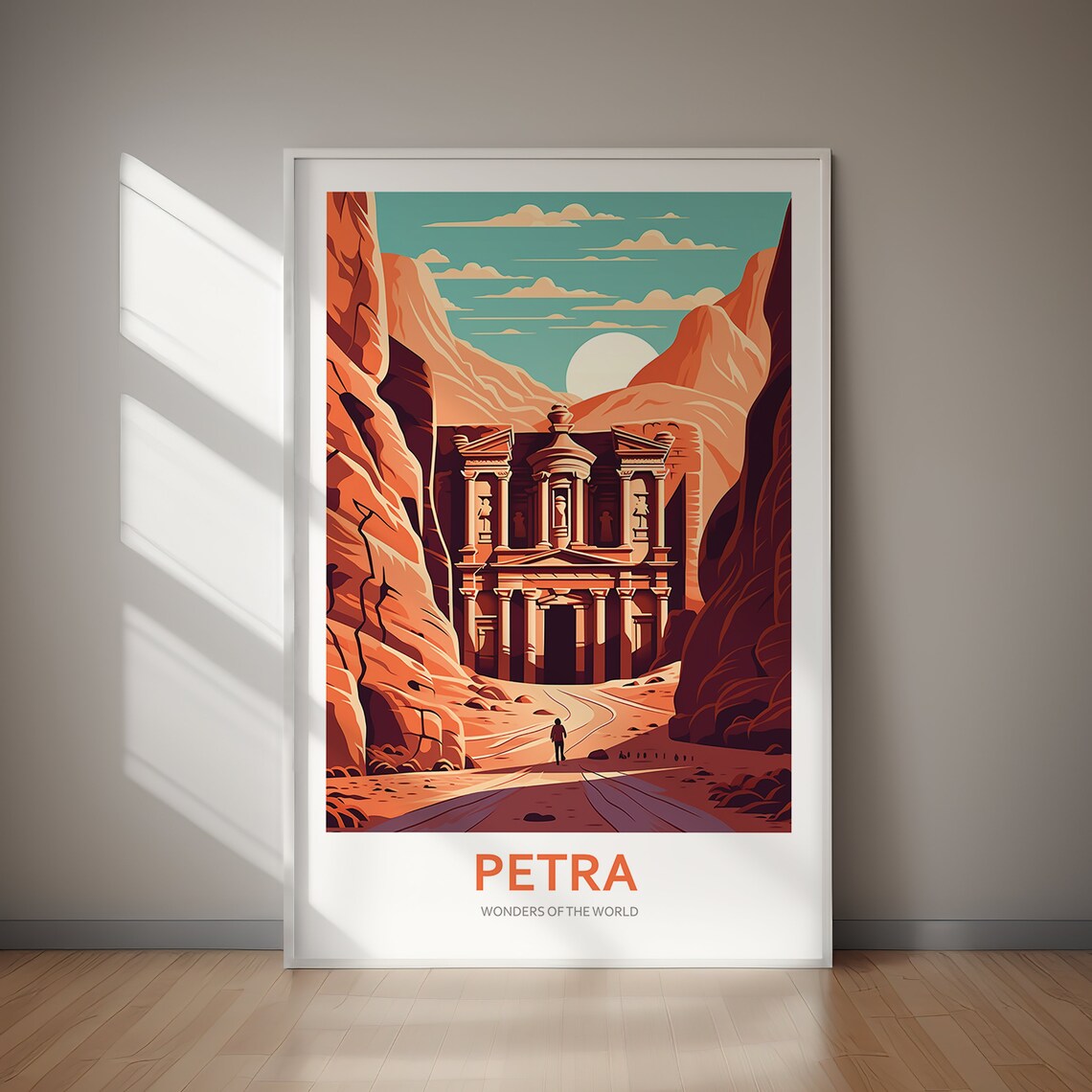 Petra Jordan Desert Canyon Sunset Wonders of the World Poster