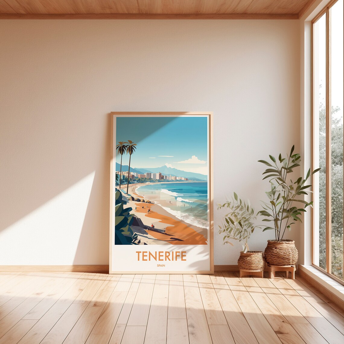 Tenerife Spain Sunny Beach Palms Coastal City Vintage Travel Poster - Image 2