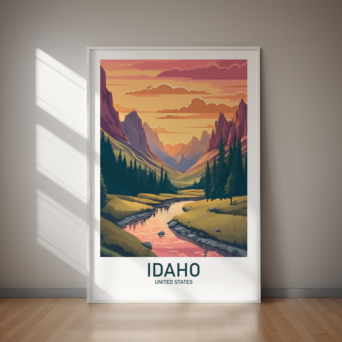 Idaho Travel Poster Art Print, USA Wall Decor