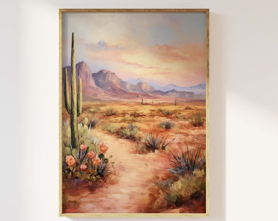Bohemian Desert Landscape Art Print, Boho Style