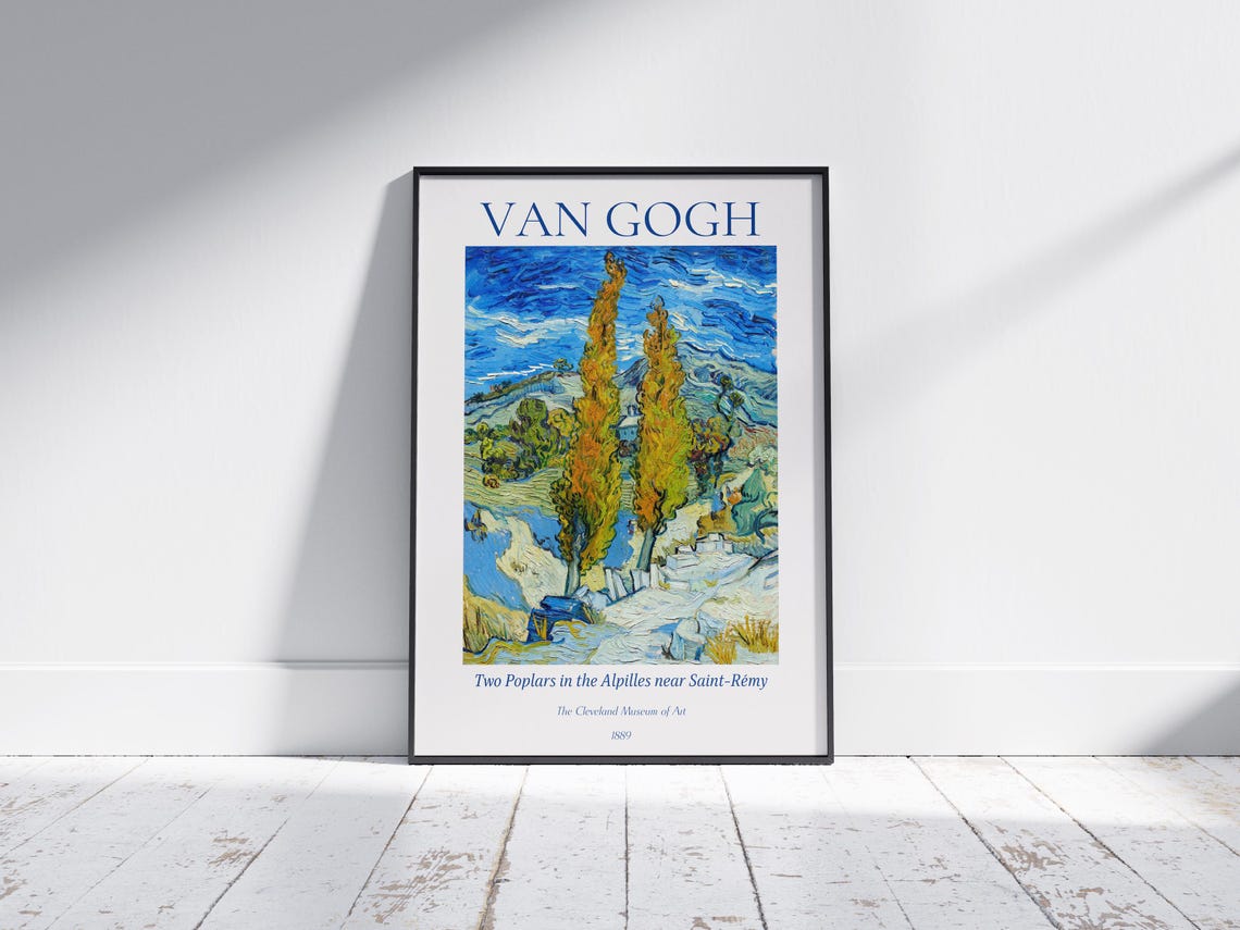 Van Gogh Art Print Two Poplars In The Alpilles Near Saint Rmy Van Gogh Exhibition Poster Van Gogh Painting Nature Wall Art - Image 7