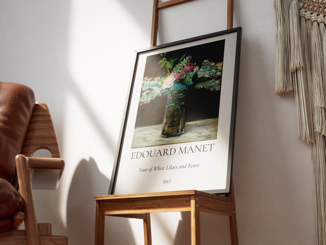 Manet Vase of White Lilacs and Roses 1883 Floral Still Life Poster - Image 5