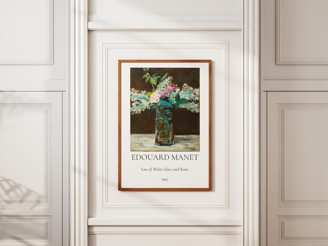 Manet Vase of White Lilacs and Roses 1883 Floral Still Life Poster - Image 7