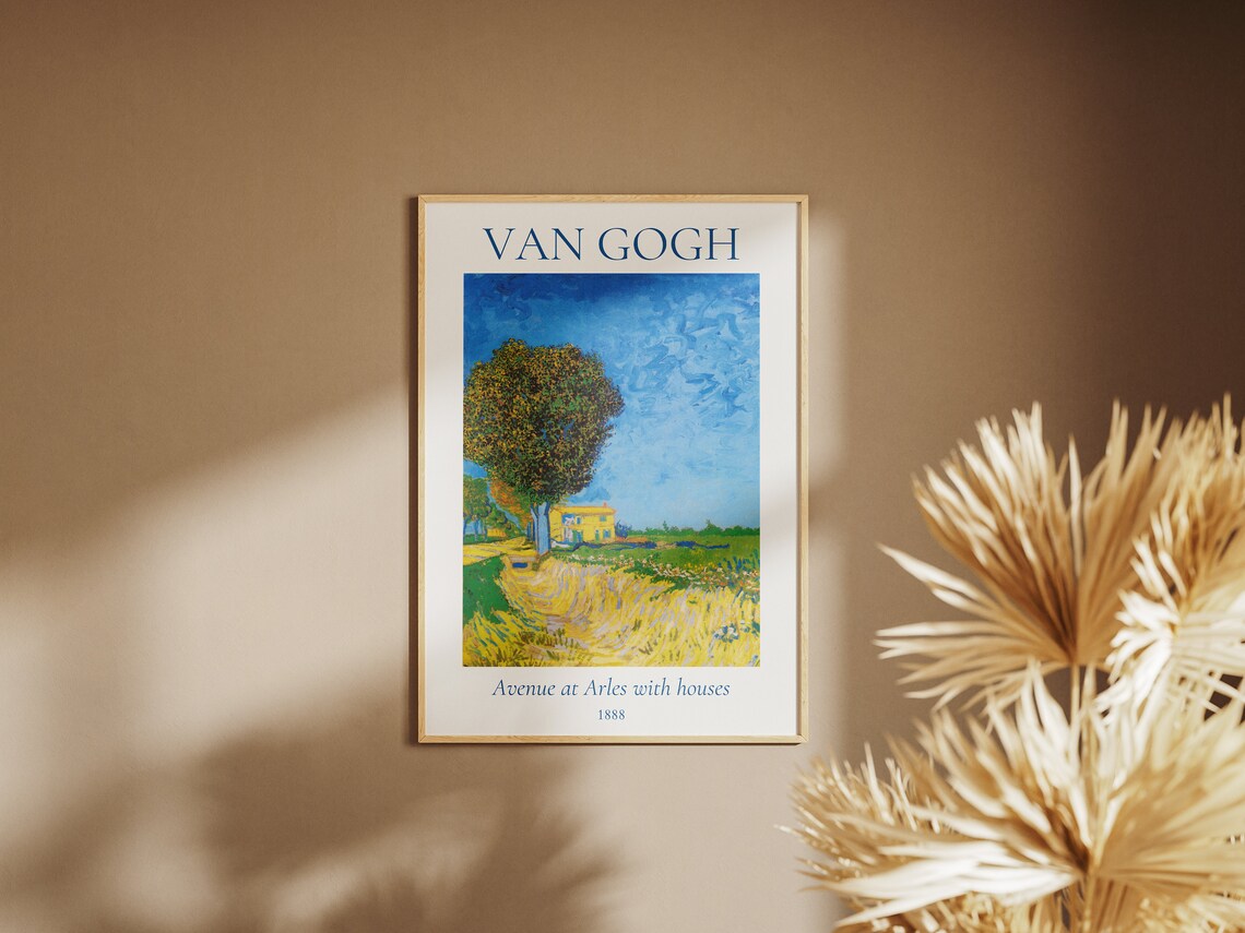 Van Gogh Art Print Avenue At Arles With Houses Van Gogh Exhibition Poster Van Gogh Painting Trees Landscape Painting Museum Poster - Image 7