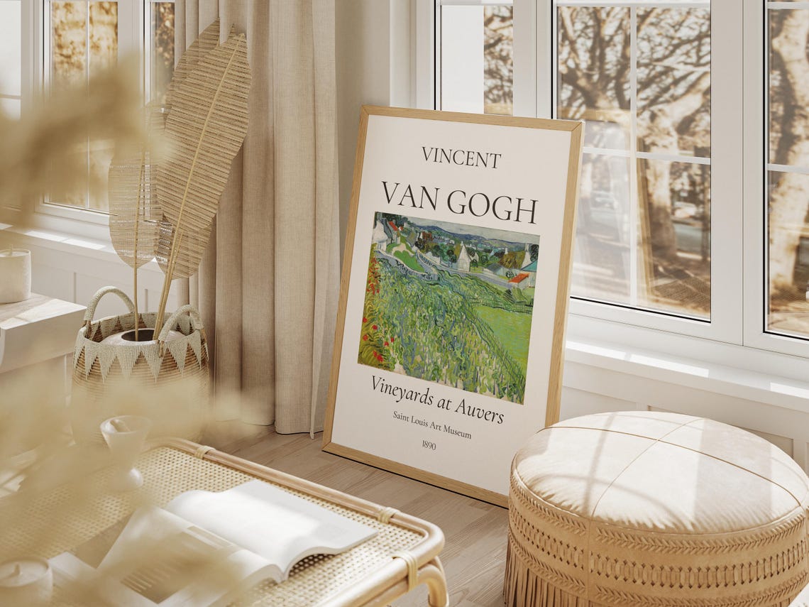 Van Gogh Art Print Vineyards At Auvers Van Gogh Exhibition Poster Van Gogh Paintings Famous Artist Posters Field Landscape Print - Image 3