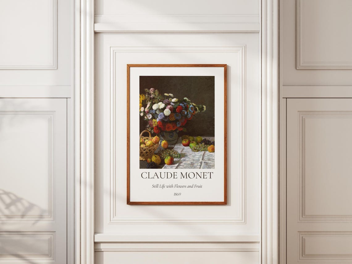 Claude Monet Still Life Flowers And Fruit 1869 Exhibition Wall Art - Image 4