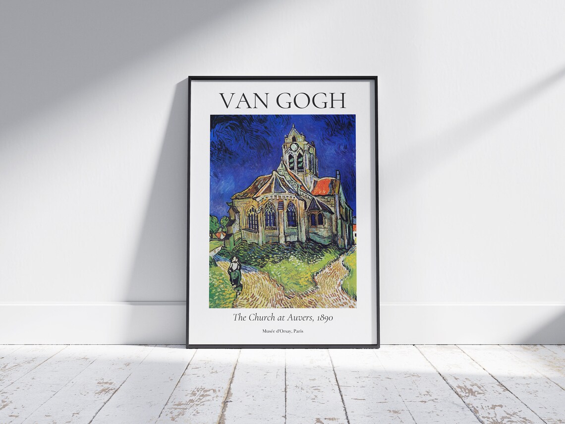 Van Gogh The Church at Auvers Gothic Steeple 1890 Exhibition Art Poster - Image 6
