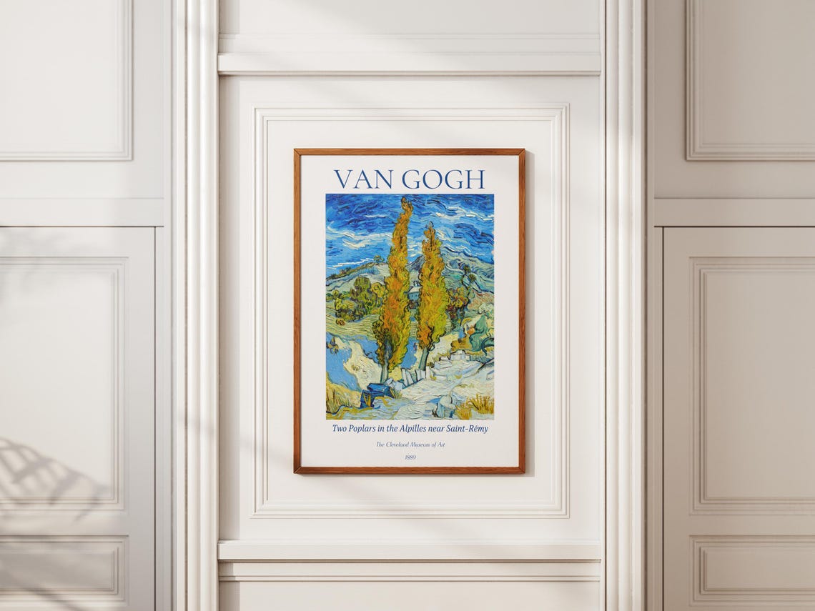 Van Gogh Art Print Two Poplars In The Alpilles Near Saint Rmy Van Gogh Exhibition Poster Van Gogh Painting Nature Wall Art - Image 5