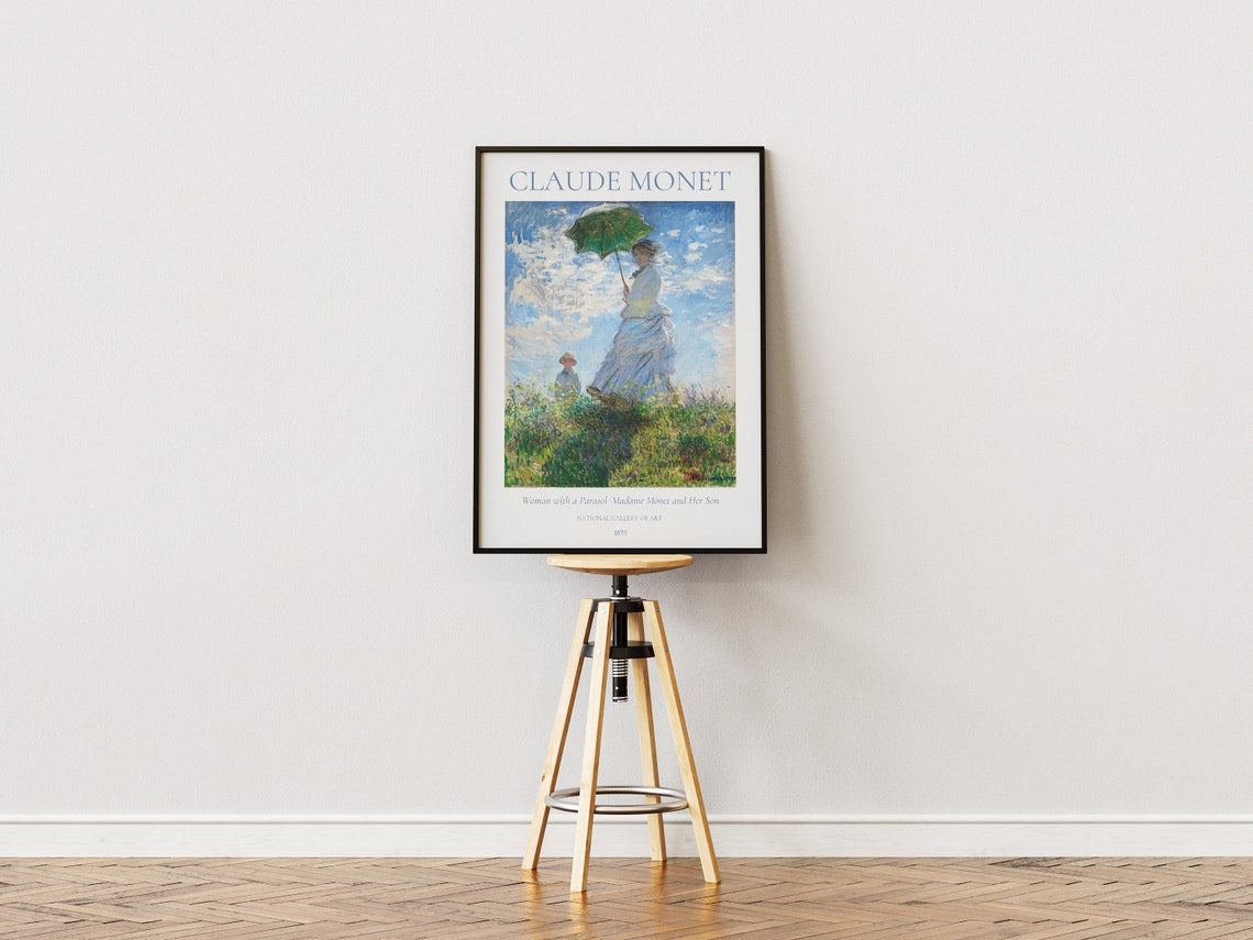 Claude Monet Art Print Madame Monet And Her Son Monet Exhibition Poster Monet Paintings Woman With A Parasol Famous Artist Posters - Image 2