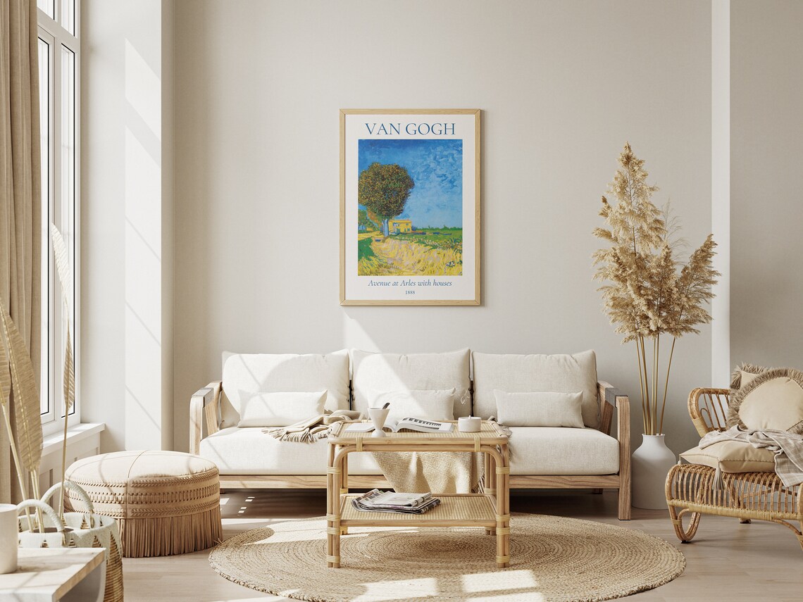 Van Gogh Art Print Avenue At Arles With Houses Van Gogh Exhibition Poster Van Gogh Painting Trees Landscape Painting Museum Poster - Image 4