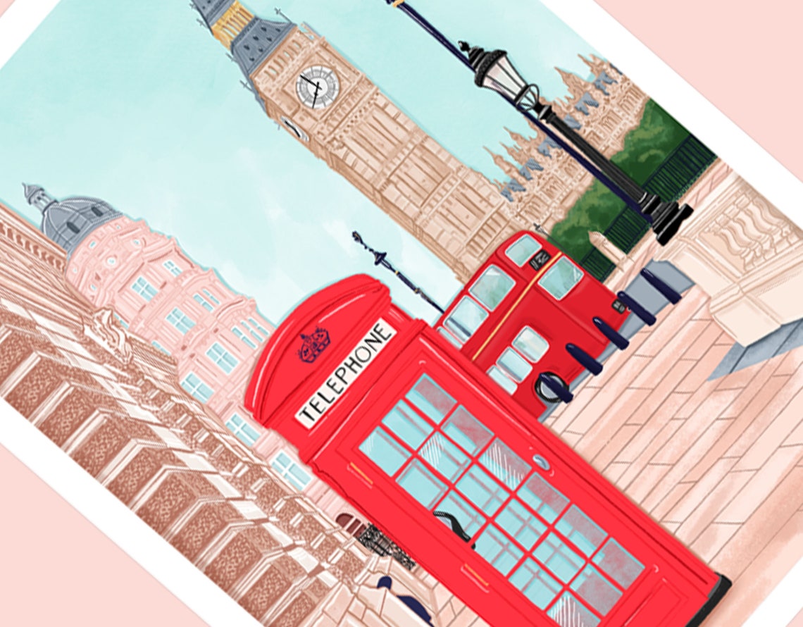 London Art Print London Wall Art London Print London Art Big Ben Art Print London Artwork London Travel Poster London England - Image 2