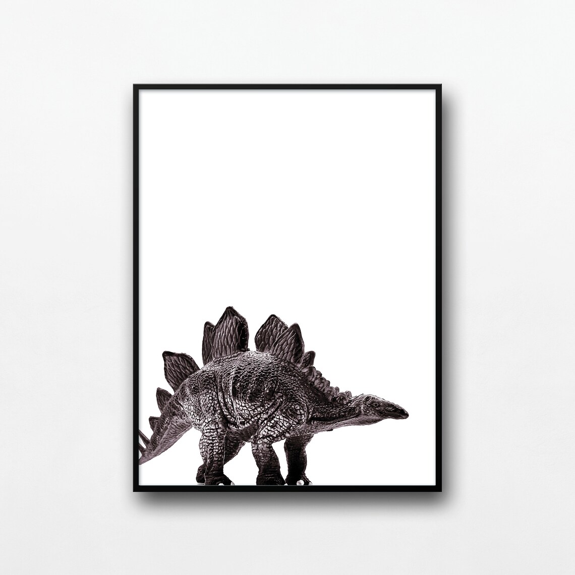 Stegosaurus Dinosaur Toy Black White Photo Kids Room Nursery Poster