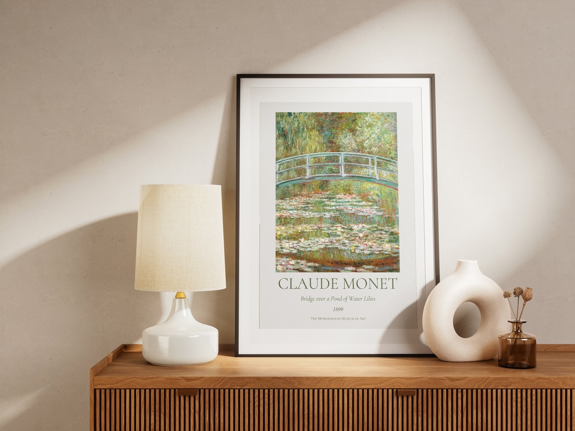 Claude Monet Art Print Bridge Over A Pond Of Water Lilies Monet Exhibition Poster Monet Painting Famous Artist Posters Floral Old Print - Image 4
