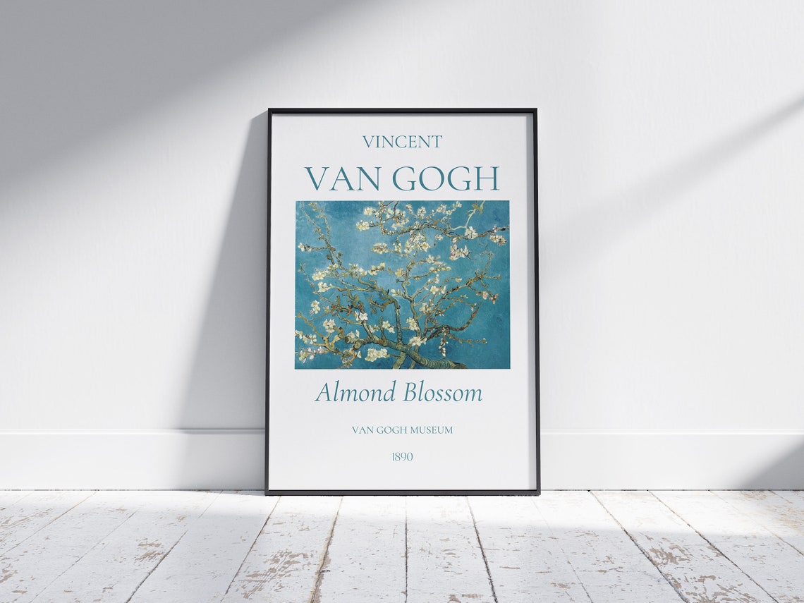 Van Gogh Almond Blossom Branches Teal Sky Museum Exhibition Art Poster - Image 7