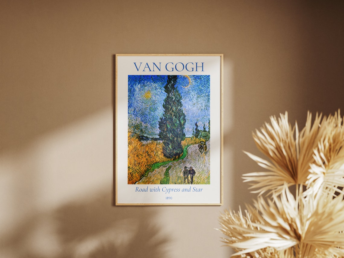 Van Gogh Art Print Road With Cypress And Star Van Gogh Exhibition Poster Van Gogh Painting Nature Landscape Art Museum Poster - Image 3