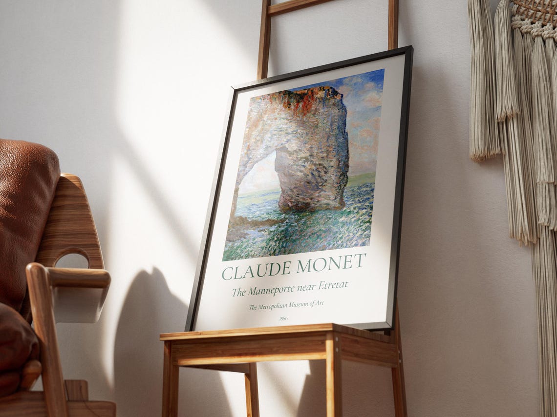 Monet The Manneporte near Etretat 1886 Chalk Cliffs Seascape Poster - Image 5