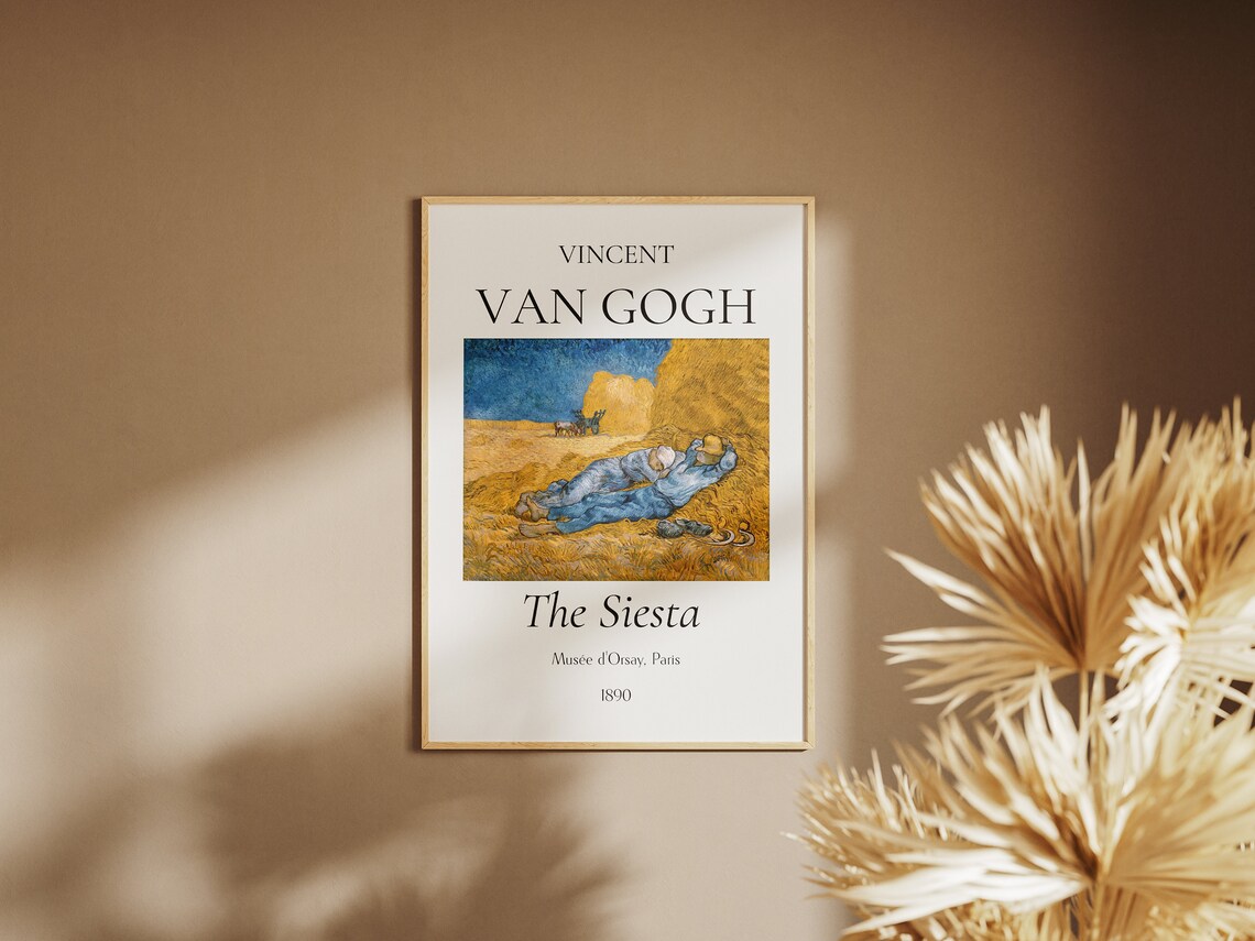 Van Gogh The Siesta Harvest Rest Wheat Field 1890 Museum Exhibition Poster - Image 7
