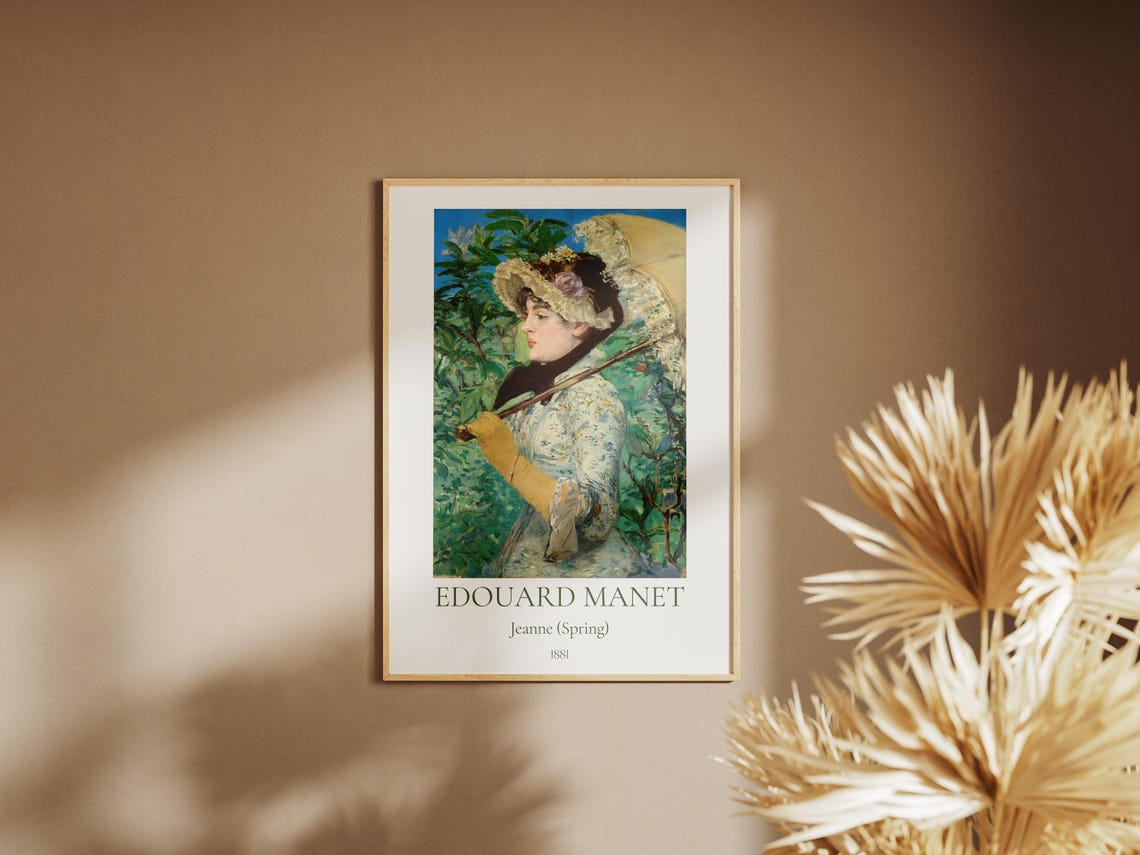 Manet Jeanne Spring 1881 Woman Parasol Portrait Garden Art Poster - Image 2