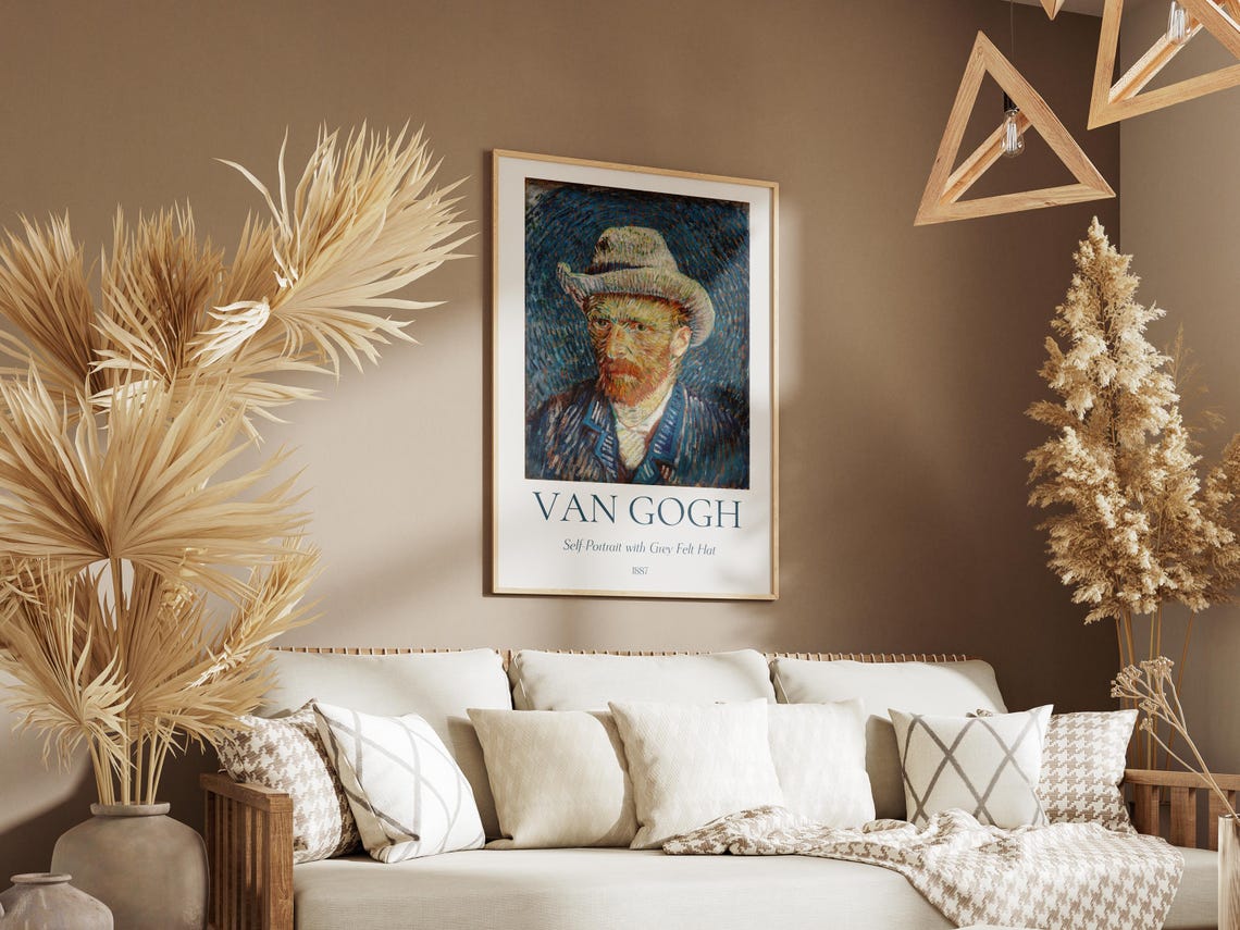 Van Gogh Art Print Self Portrait With Grey Felt Hat Van Gogh Exhibition Poster Van Gogh Painting Portrait Wall Art Famous Artist Poster - Image 3