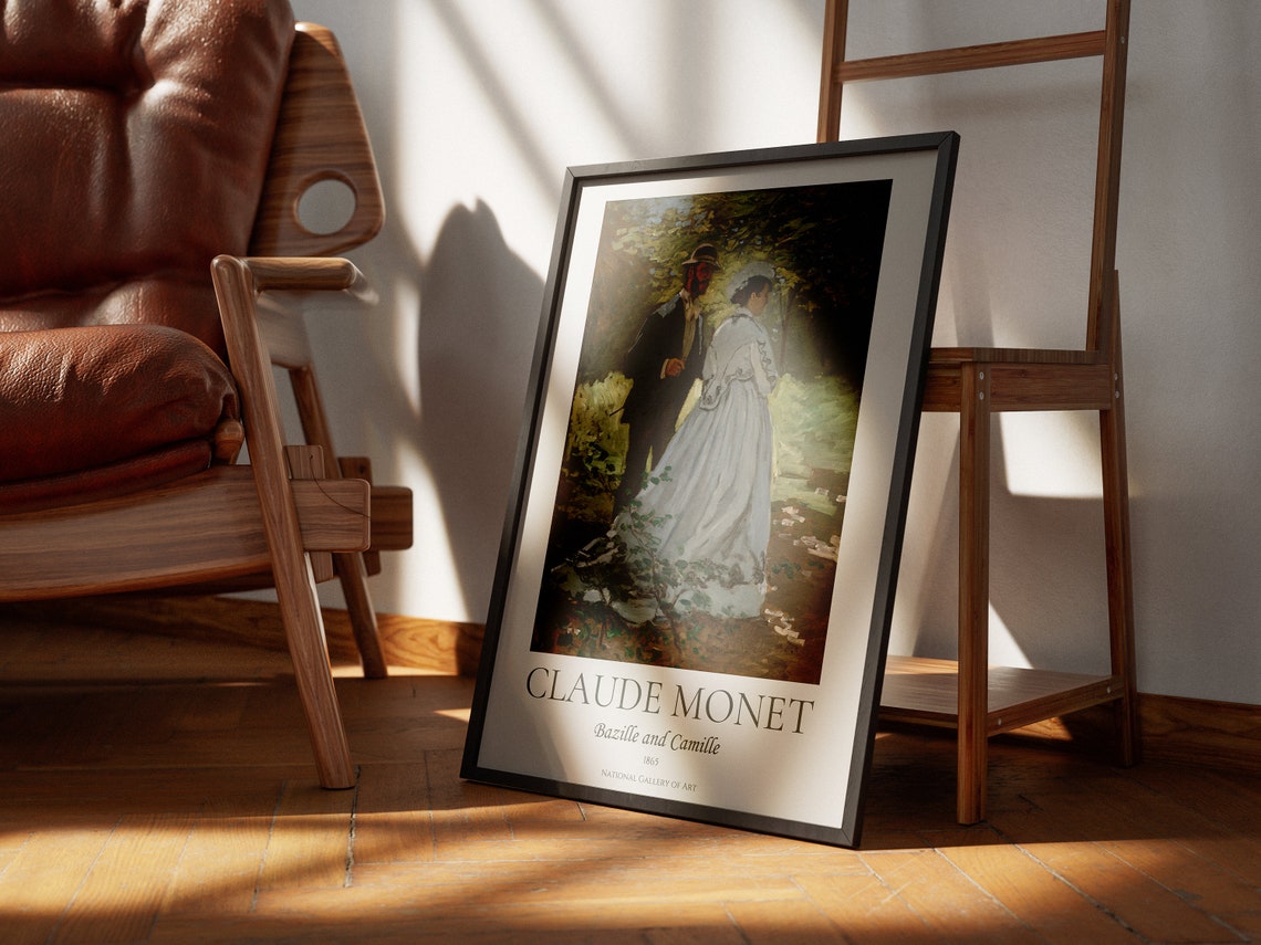 Claude Monet Art Print Bazille And Camille Monet Exhibition Poster Monet Paintings Vintage Lovers Poster Impressionist Art Poster - Image 3