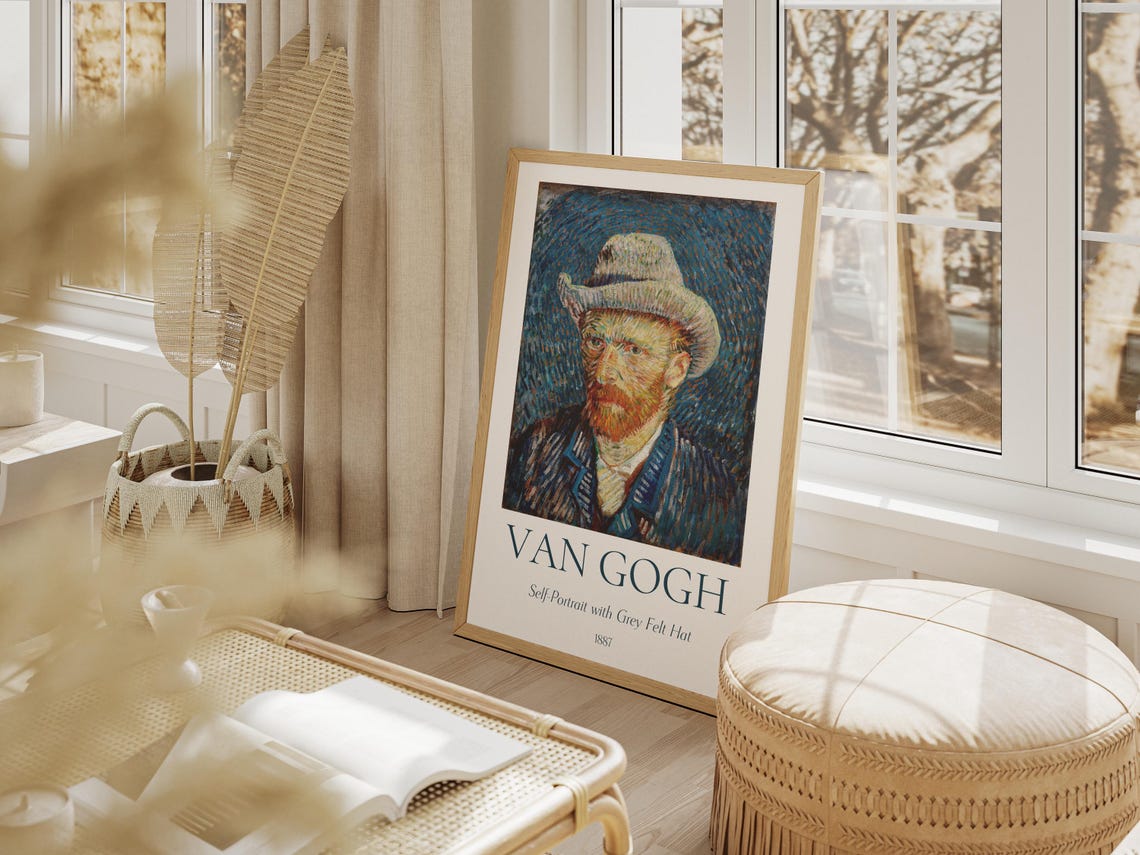 Van Gogh Art Print Self Portrait With Grey Felt Hat Van Gogh Exhibition Poster Van Gogh Painting Portrait Wall Art Famous Artist Poster - Image 2