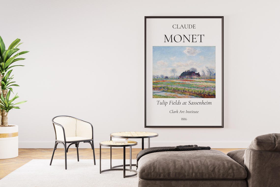 Monet Tulip Fields at Sassenheim 1886 Dutch Flower Fields Art Poster - Image 3