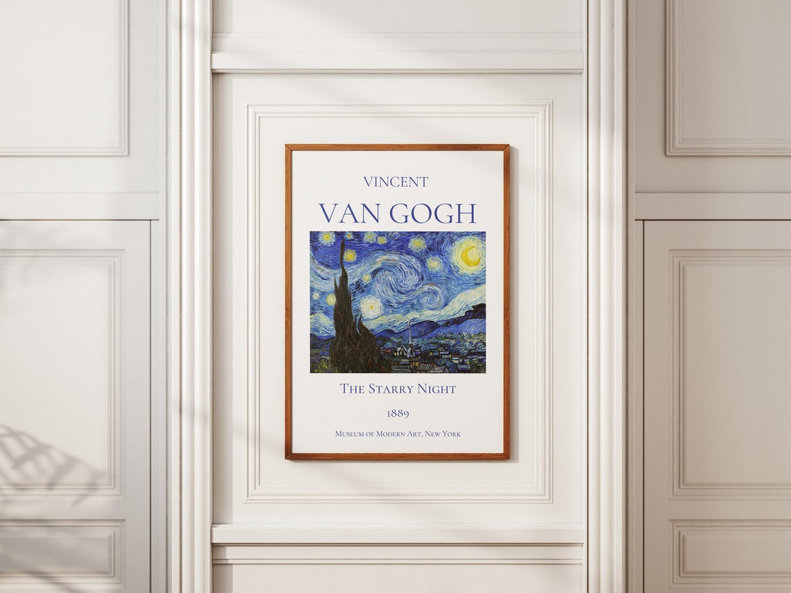 Van Gogh Art Print The Starry Night Van Gogh Exhibition Poster Van Gogh Painting Night Landscape Artwork Museum Poster - Image 6