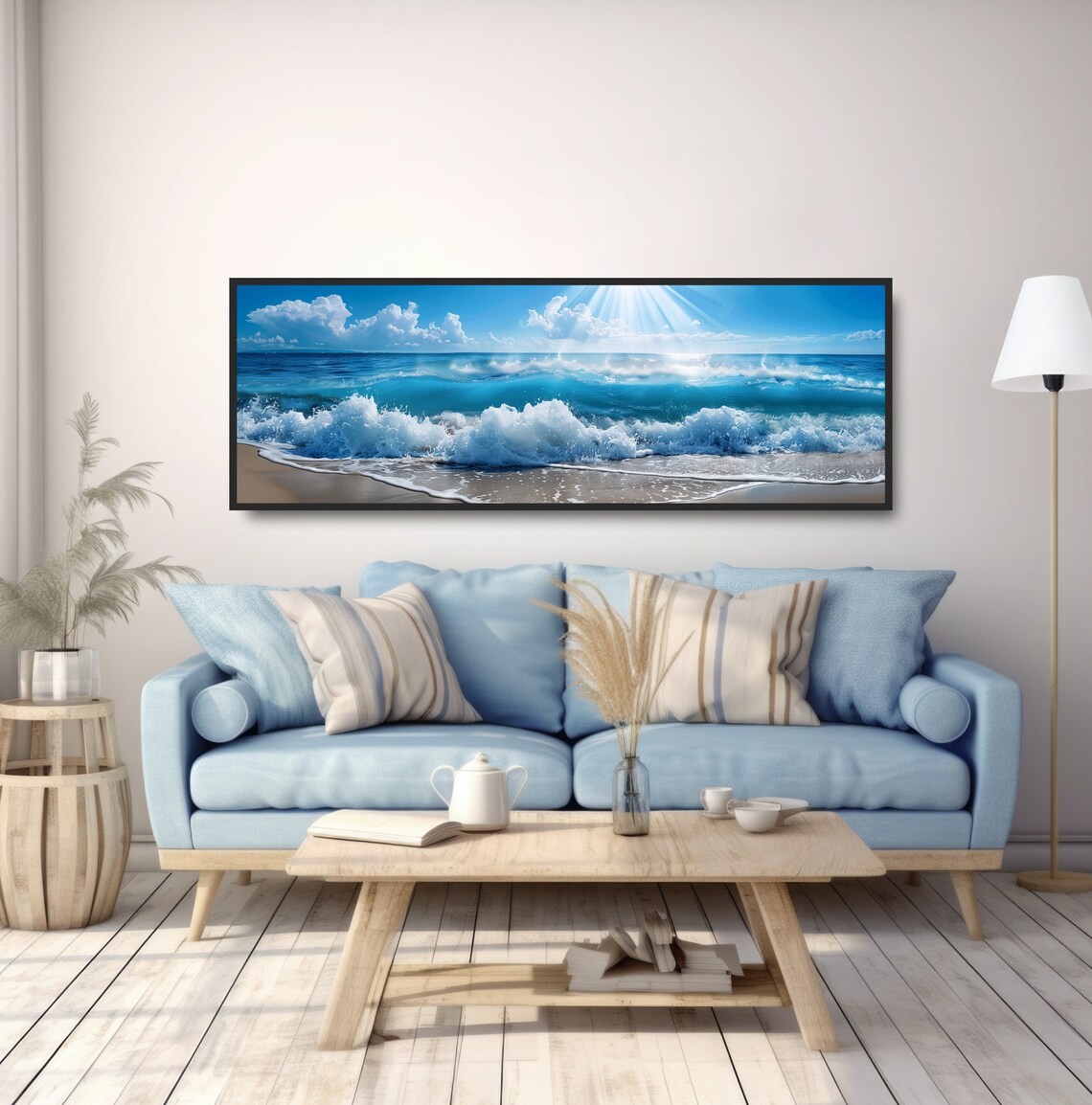 Beach Sun Rays Photograph, Ocean Shoreline Wall Art - Image 5