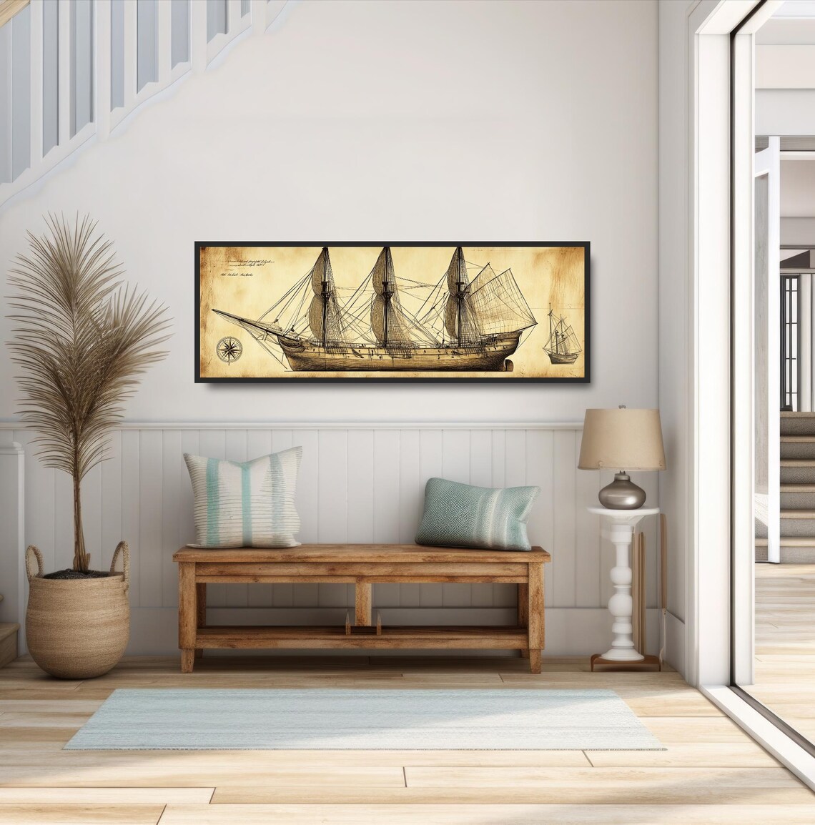 Vintage Sailing Ship Drawing, Antique Naval Diagram Print - Image 2