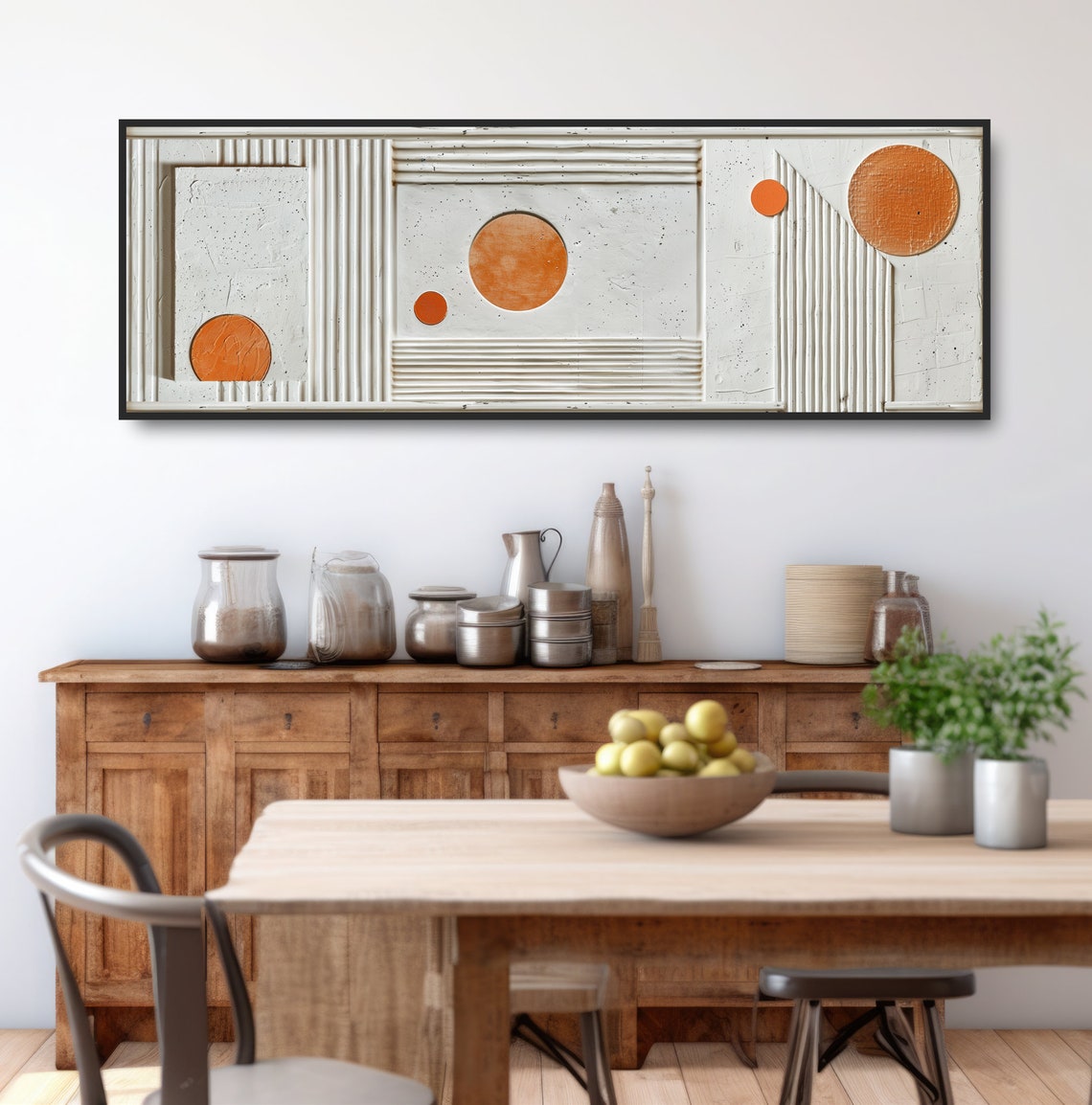 Abstract Geometric Sunrise Phases Minimalist Boho Print Bold Graphic Poster Mid Century Home Decor Simple White Orange Wall Art - Image 3