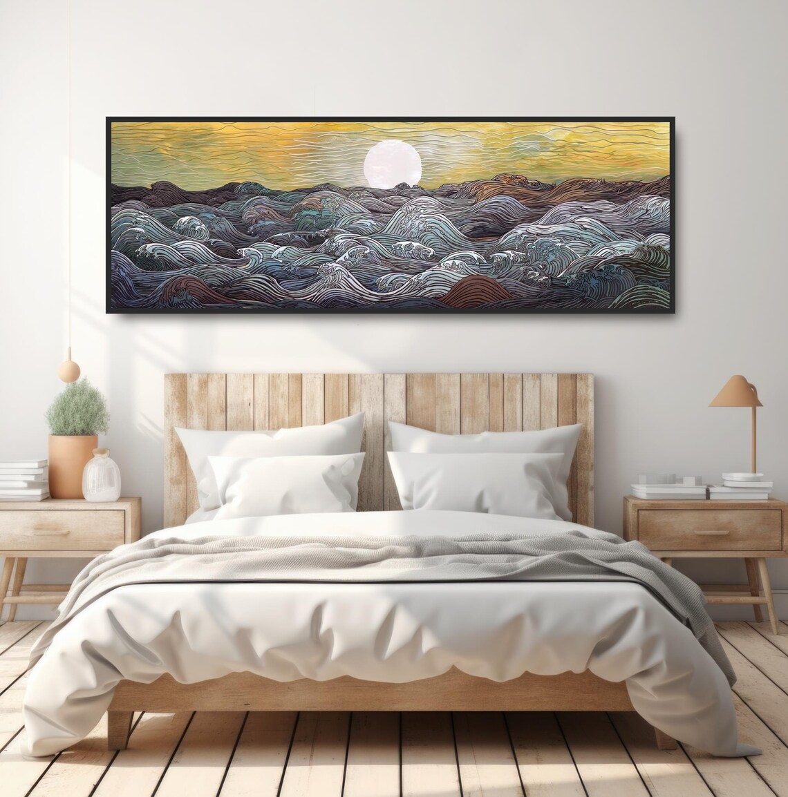 Moonlit Ocean Waves Night Painting Swirling Sea Zen Wall Poster - Image 4
