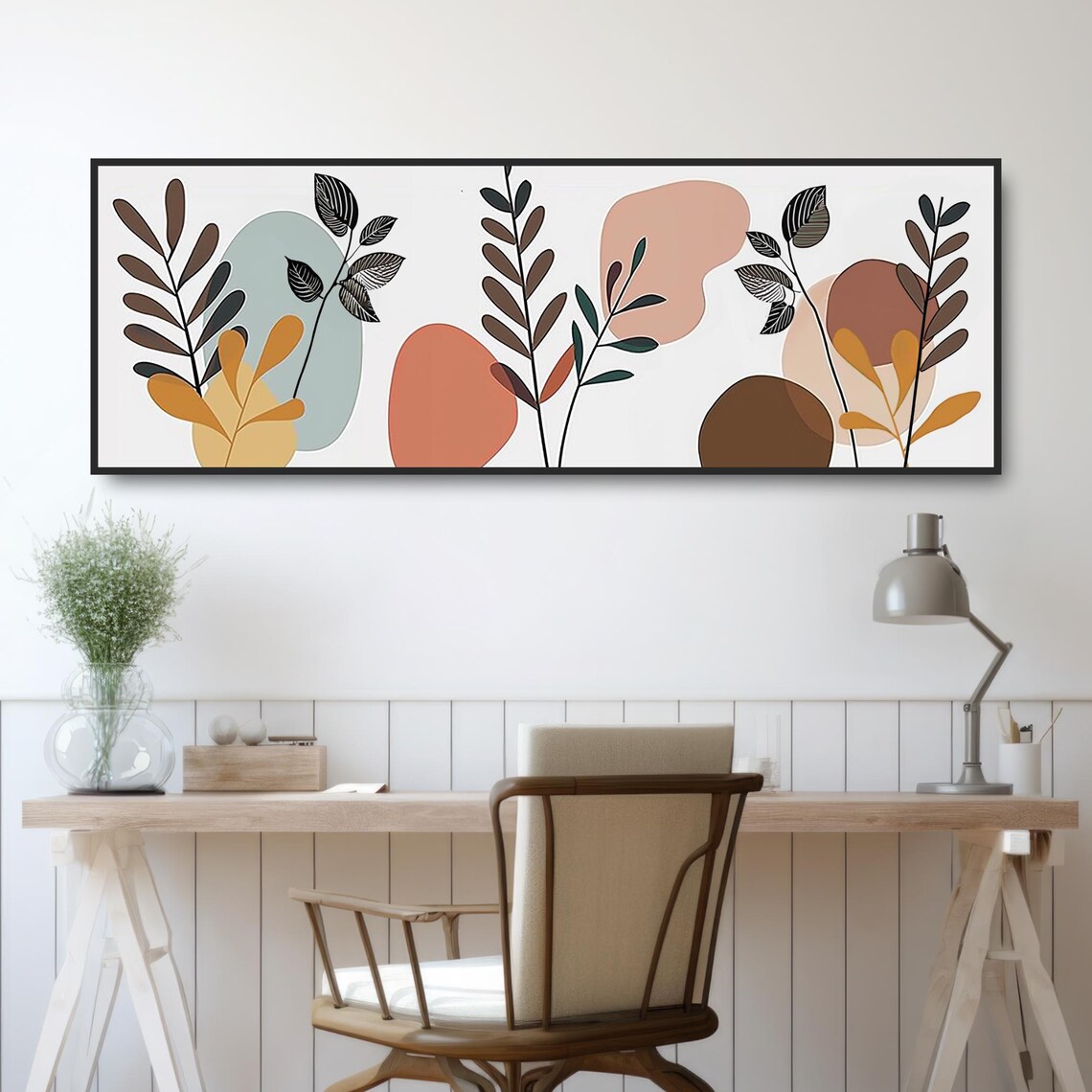 Mid Century Modern Boho Plant Abstract Art Print - Image 2