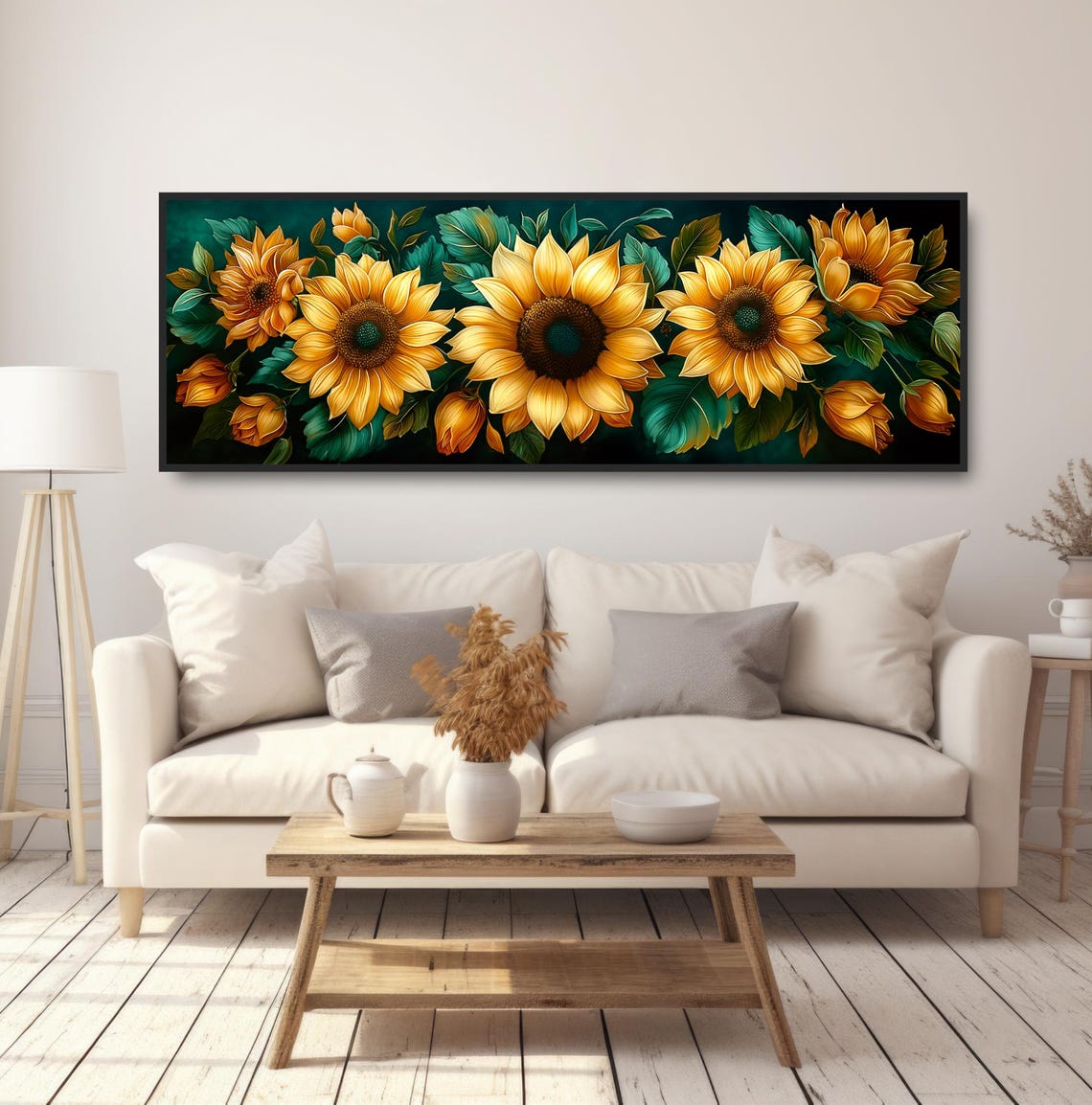 Blooming Sunflowers Painting Art Nouveau Deco Flowers Yellow Garden Illustration Country Farmhouse Home Decor Autumn Botanical Artwork - Image 5