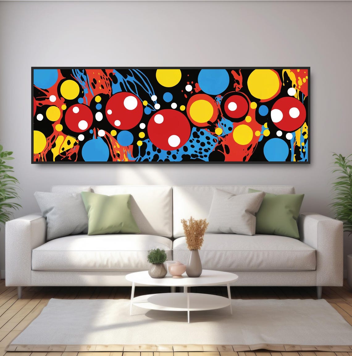 Bold Primary Colors Abstract Circle Art Modern Splatter Wall Print - Image 5