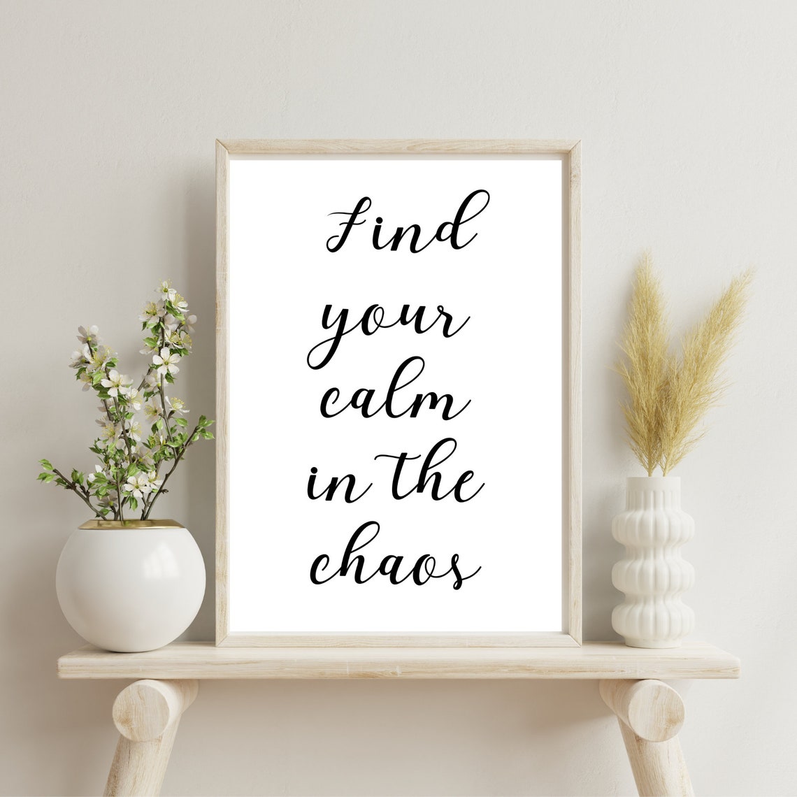 Find Your Calm In The Chaos Minimalist Script Typography Quote Poster - Image 3