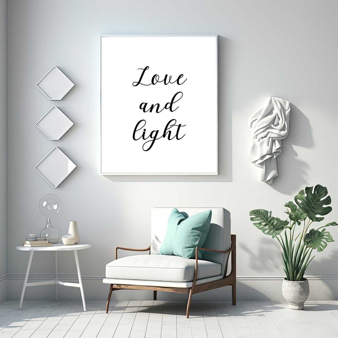 Love And Light Script Calligraphy Positive Affirmation Wall Art Poster - Image 3