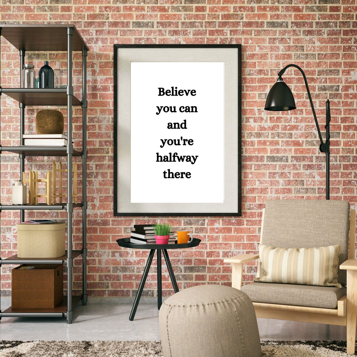 Believe You Can And Youre Halfway There Minimalist Motivational Poster - Image 4