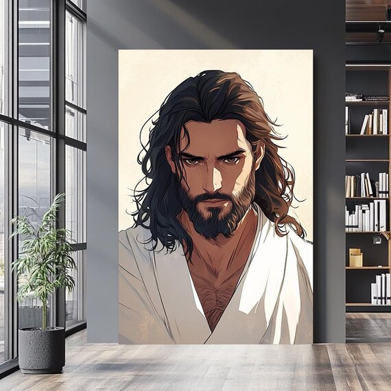 Jesus Christ Powerful Minimalist Portrait Modern Spiritual Art Poster